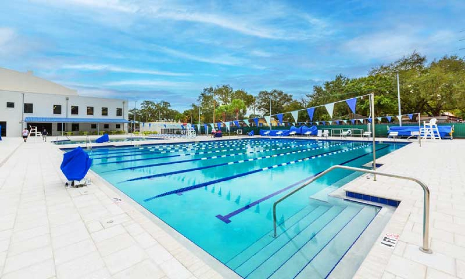 Outdoor lap pool at the Mezrah Aquatic Center